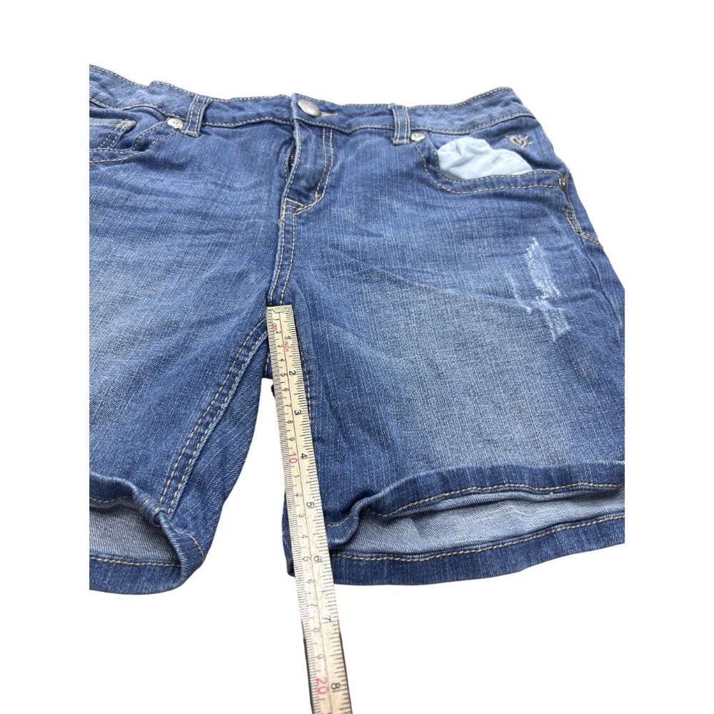 Justice Girls Denim Shorts Size 16.5 Blue Distressed Style - Picture 6 of 10